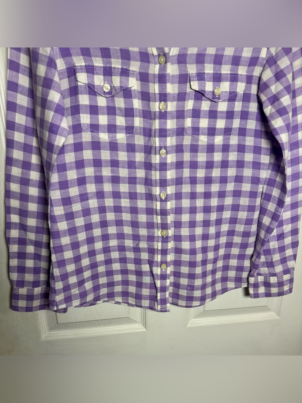 Banana Republic Soft-Wash Linen Cotton Gingham Button-Down Shirt Women’s Small - Picture 6 of 12
